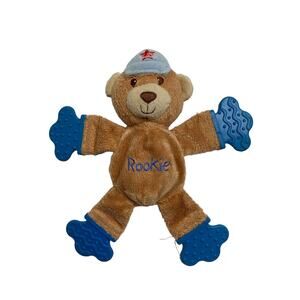 KIDS II Rookie All Star Brown Bear Blue Teether Lovey Security Blanket 2003